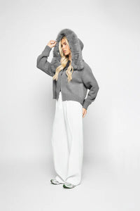 Kardigan Aksamitny - Szary