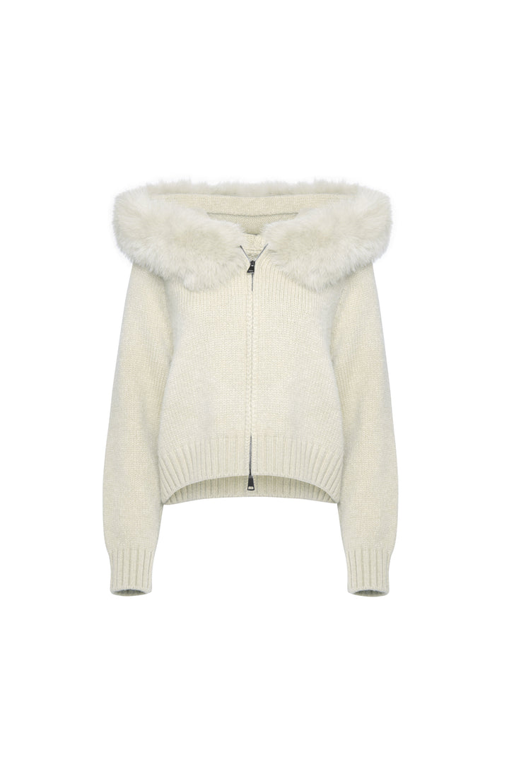 Kardigan Aksamitny - Biały