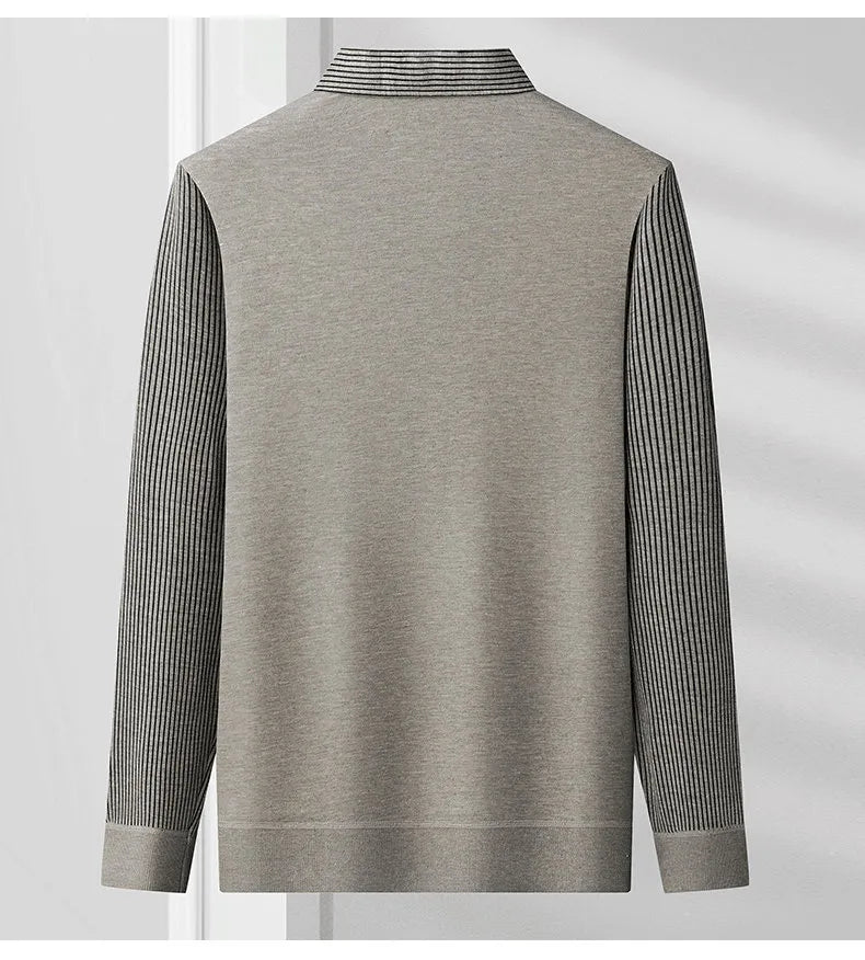 Wojciech | Ciepły męski sweter polo z guzikiem