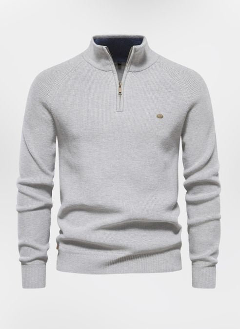Witold | Luksusowy sweter męski z pół‑zamkiem