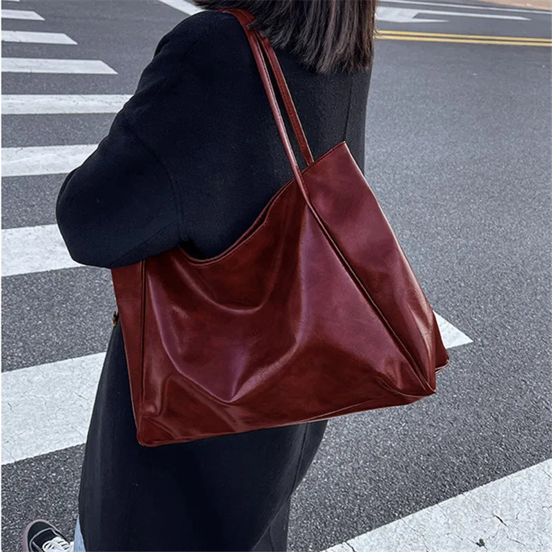 Lisa™ - Elegancka brązowa torba tote z efektem skóry