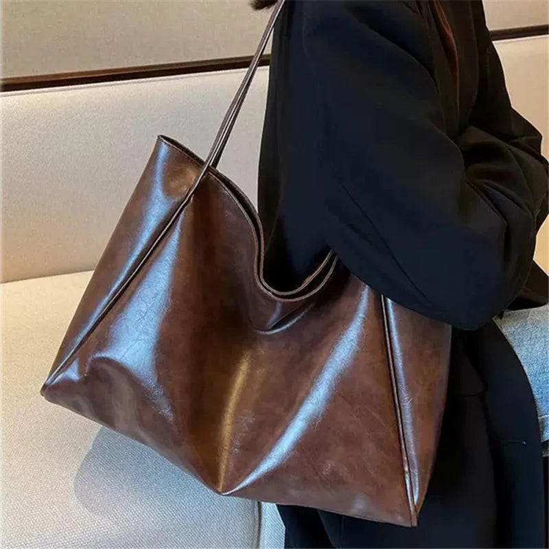 Lisa™ - Elegancka brązowa torba tote z efektem skóry