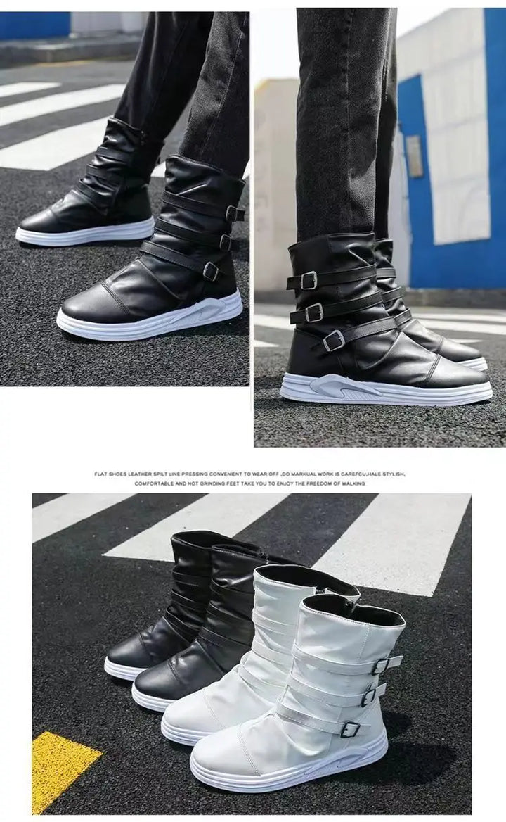 AXEL™ | Skórzane Botki z Zamkiem i Metalową Klamrą - Eliza©