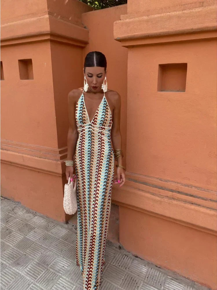 Roxanne™ | Sukienka Bez Pleców z Kołnierzem Halter - Eliza-Warszawa