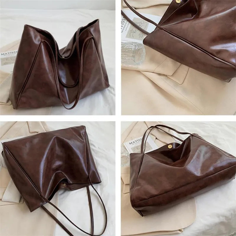 Lisa™ - Elegancka brązowa torba tote z efektem skóry