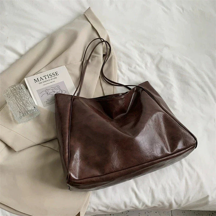 Lisa™ - Elegancka brązowa torba tote z efektem skóry