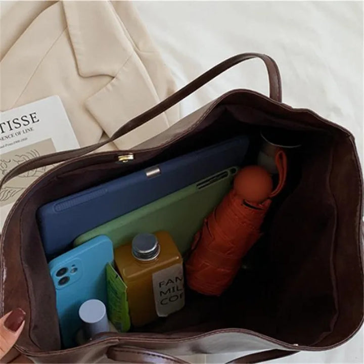 Lisa™ - Elegancka brązowa torba tote z efektem skóry