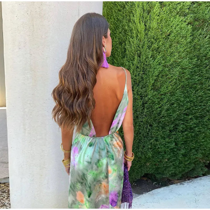 Anisten™ | Stylowa Maxi Sukienka z Halo-Dye-Print i odpinanym szalem - Eliza-Warszawa