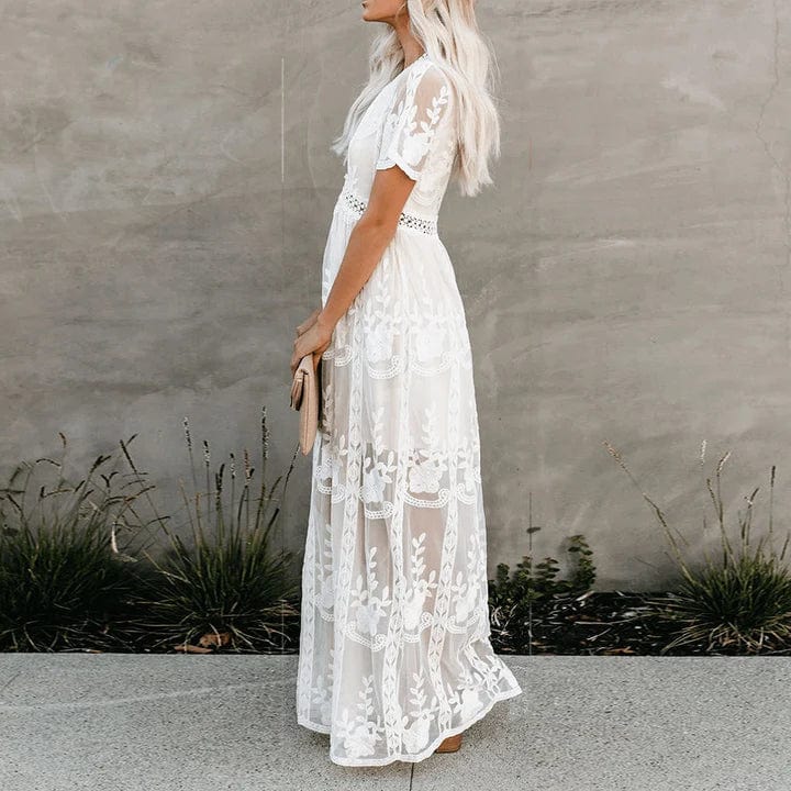 Anika™ | Koronkowa sukienka maxi w stylu Ibiza - Eliza-Warszawa