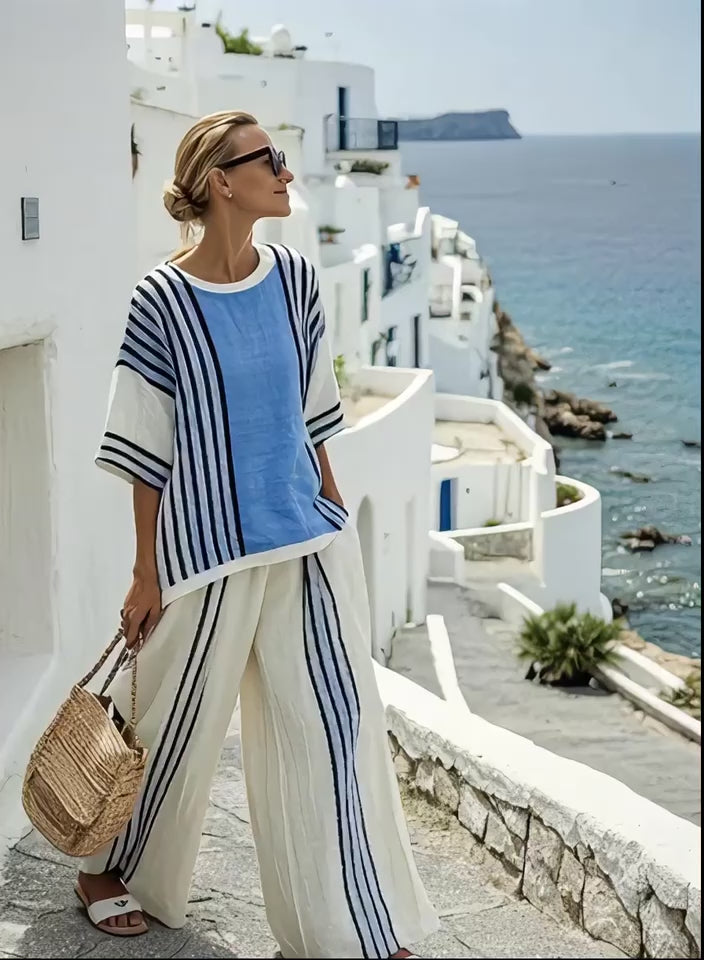 Dwuczęściowy zestaw w paski