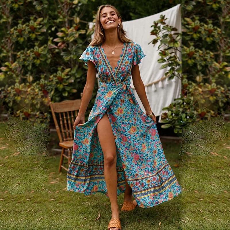 Veronica™ | Maxi sukienka z wysokim rozcięciem - Eliza-Warszawa